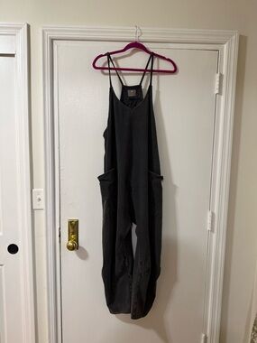 Free People hot shot jumpsuit- washed black size medium